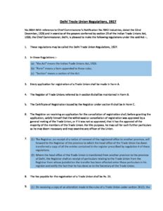 Delhi Trade Union Regulations, 1927