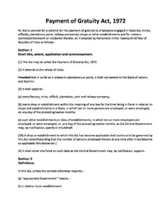 Payment of Gratuity Act, 1972