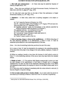 Payment of Gratuity Punjab Rules, 1973