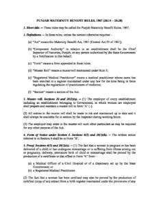 Punjab Maternity Benefit Rules, 1967