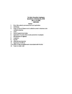 Sale Promotion Employees _Conditions of Service_ Act, 1976