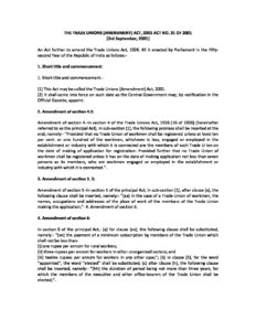 TRADE UNIONS _AMENDMENT_ ACT, 2001