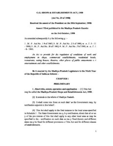 Chattisgarh Shops & Commercial Establishment Act 1956
